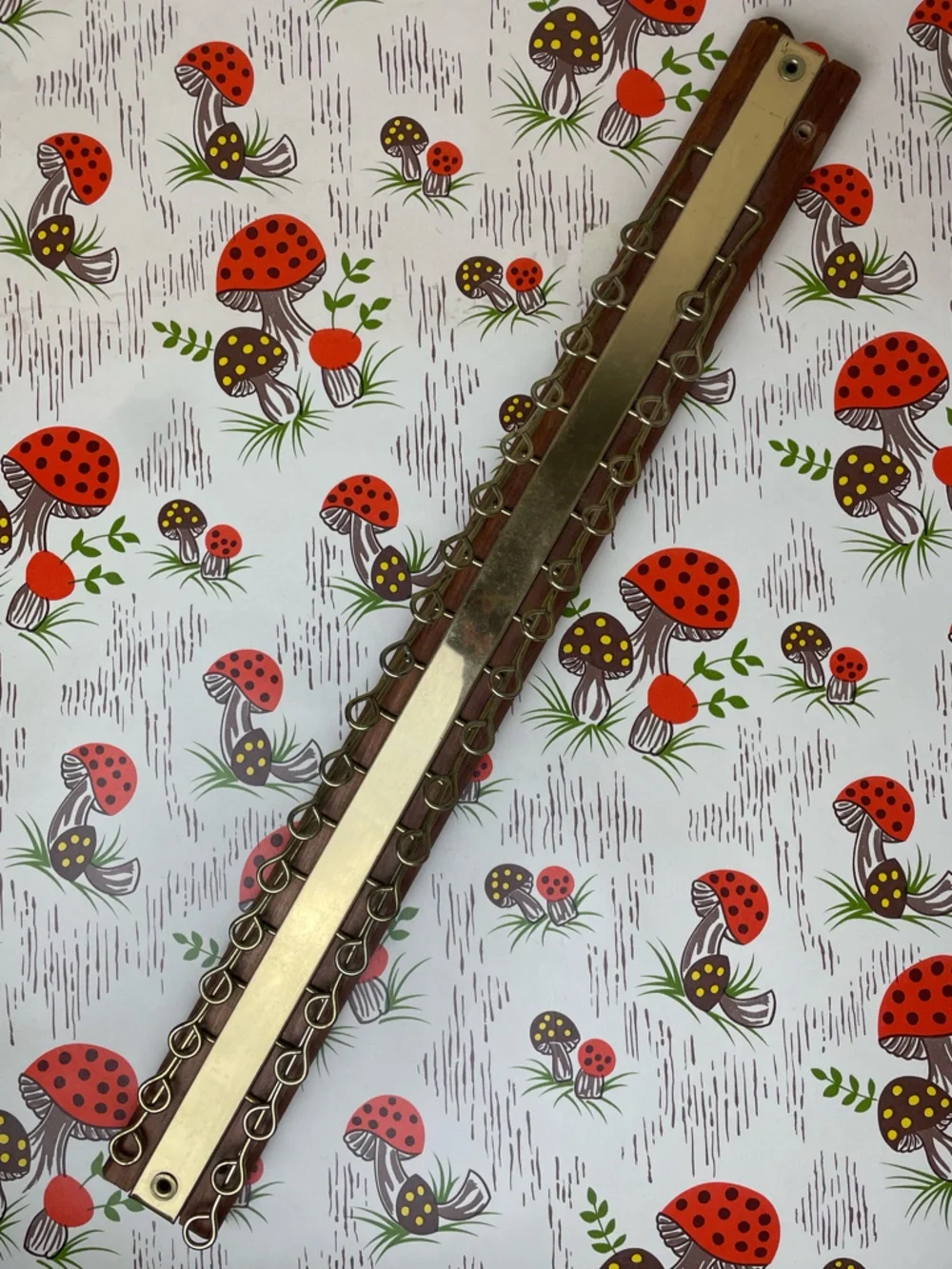 Vintage Wood Gold Mounted Tie Rack Organizer